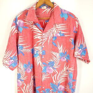 Vtg Big Kanaka Hawaiian Shirt Men's 2XL Tall Red White Floral Print USA